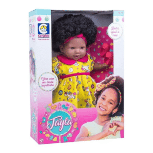 Boneca Negra Bebe Tayla 48cm Vestido Sortido
