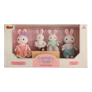 Casinha Feliz Família Coelho Com 4 Figuras