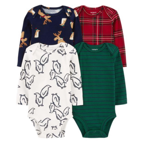 Kit Body Bebê Menino 4 Peças Manga Longa Algodão Inverno