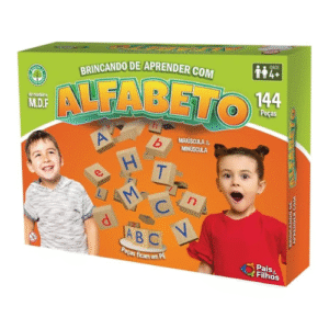 Brincando De Aprender Com Alfabeto 144 Pçs - Madeira