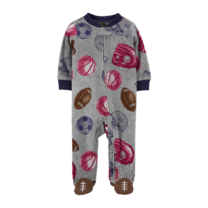 Macacão Carters Cinza Fleece com Bola de baseball