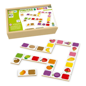 Dominó Educativo Frutas e Cores Junges Madeira 28 Peças