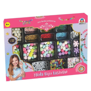 Kit Moda Biju Fashion Braskit Infantil para Criar Pulseiras e Acessórios