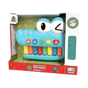 Piano Musical Crocodilo Braskit Infantil Educativo com Luzes e Sons +18 Meses