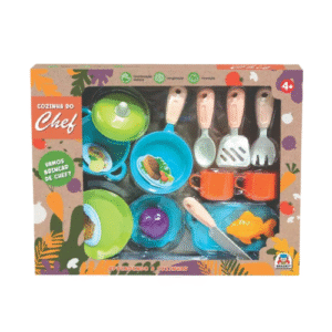 Kit Cozinha do Chef Braskit Infantil com Panelas e Utensílios 4+